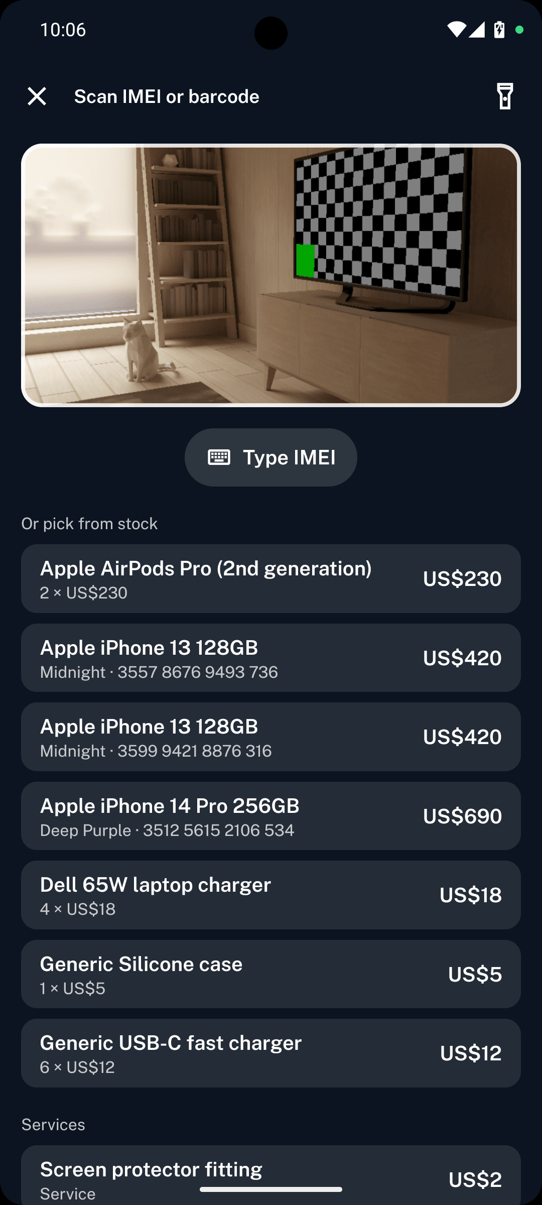 Dealpad screen: Scan