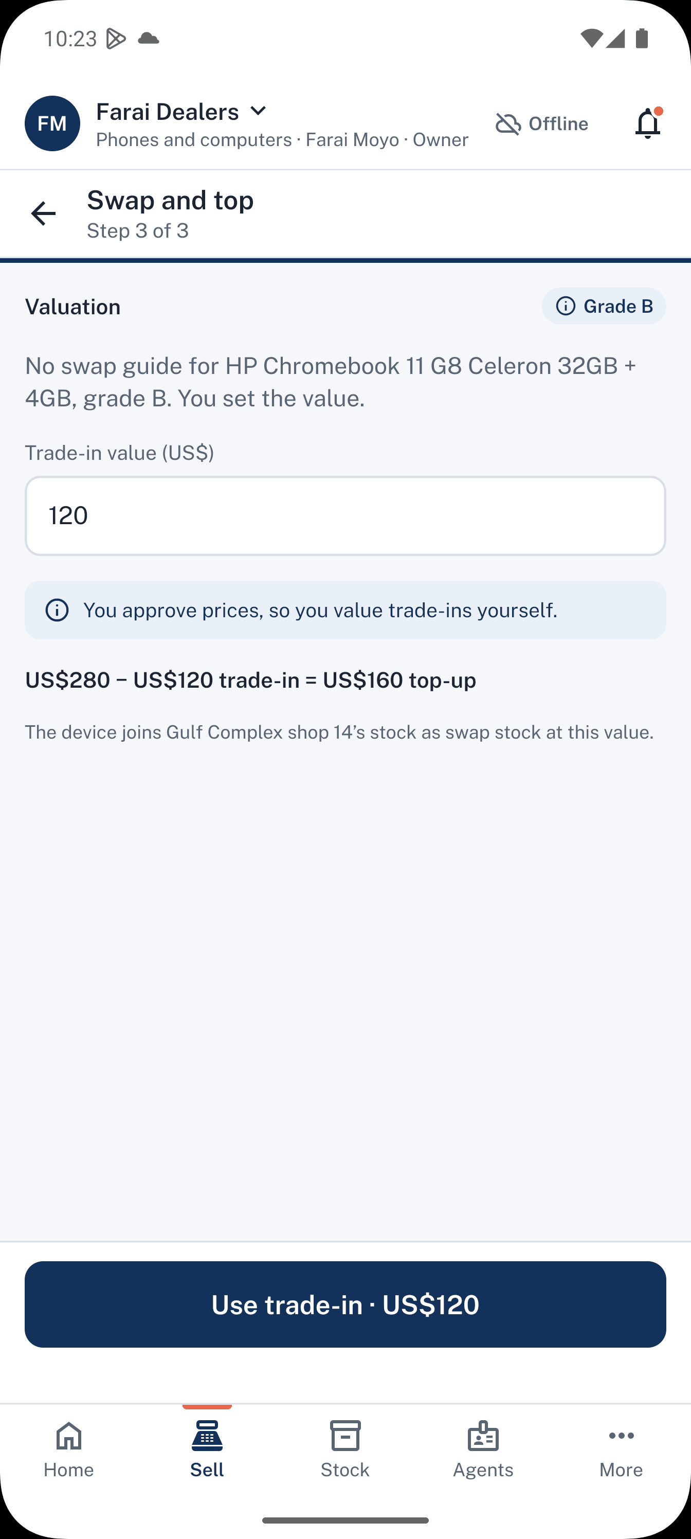 Dealpad screen: Valuation